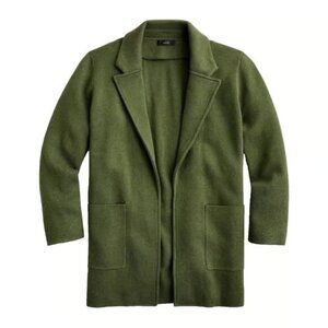 NWOT J.Crew Sophie Open Front Sweater Blazer Cotton Wool Olive Green Size XXS